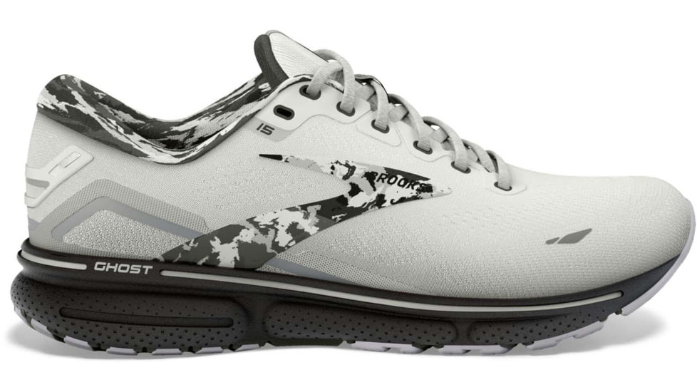 Brooks Ghost 15 Running Shoes - Mens, White/Ebony/Oyster, 12.0, 1103931D149.120