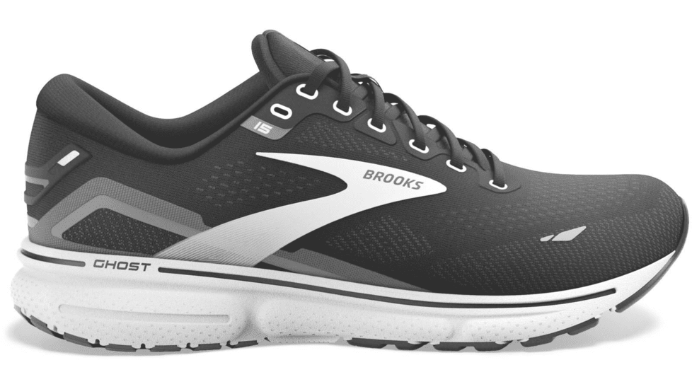 Brooks Ghost 15 Running Shoes - Mens, Wide, Black/Blackened Pearl/White, 12.5, 1103932E012.125