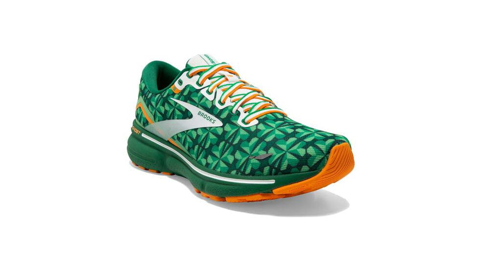 Brooks Ghost 15 Running Shoes - Womens, Medium, Green/White/Orange, 10.5, 1203801B371.105