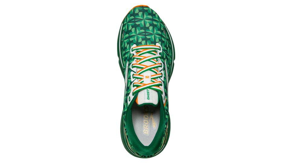 Brooks Ghost 15 Running Shoes - Womens, Medium, Green/White/Orange, 10.5, 1203801B371.105