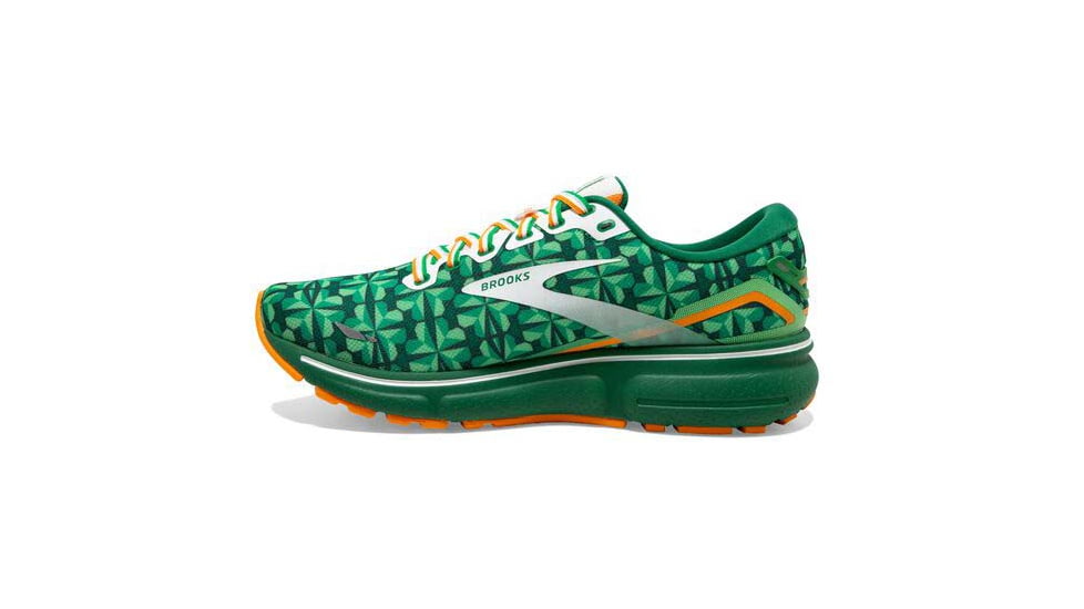 Brooks Ghost 15 Running Shoes - Womens, Medium, Green/White/Orange, 10.5, 1203801B371.105