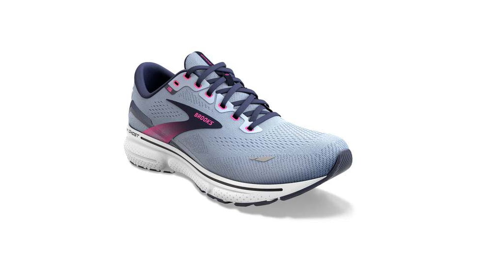 Brooks Ghost 15 Running Shoes - Womens, Medium, Kentucky Blue/Peacoat/Pink, 9.0, 1203801B493.090
