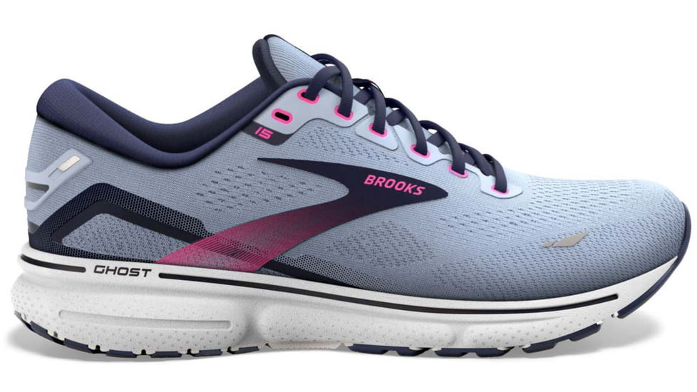 Brooks Ghost 15 Running Shoes - Womens, Medium, Kentucky Blue/Peacoat/Pink, 9.0, 1203801B493.090