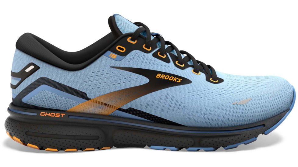 Brooks Ghost 15 Running Shoes - Womens, Medium, Light Blue/Black/Yellow, 10.0, 1203801B437.100