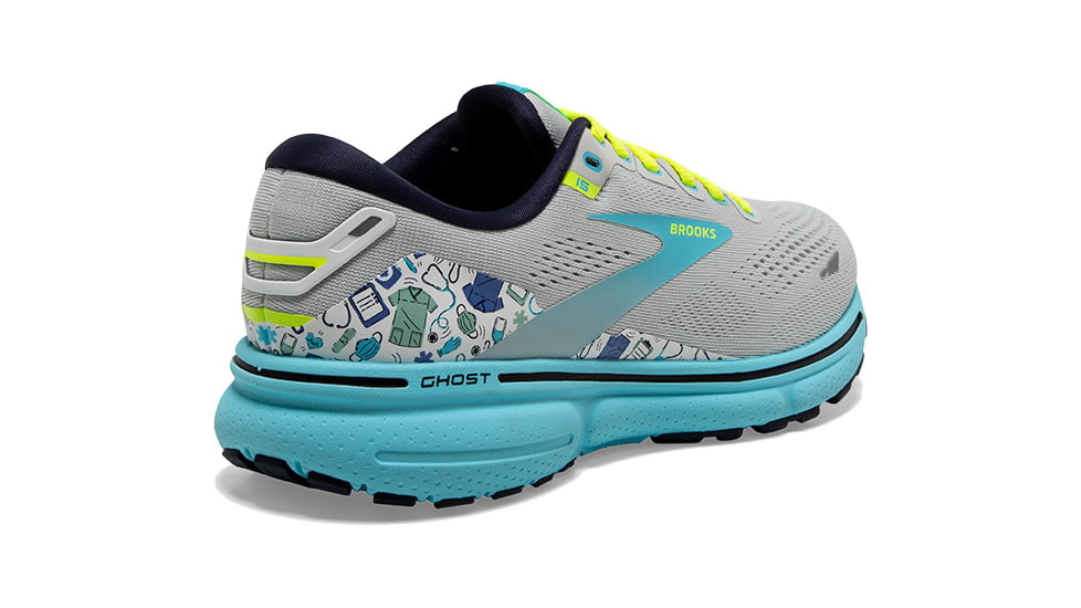 Brooks Ghost 15 Running Shoes - Womens, Medium, Oyster/Bluefish/White, 6.5, 1203801B064.065