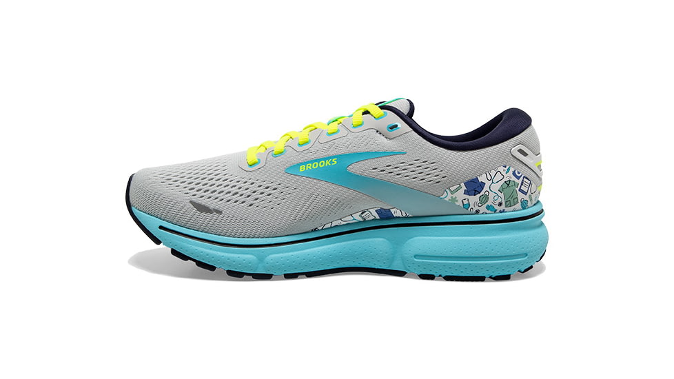 Brooks Ghost 15 Running Shoes - Womens, Medium, Oyster/Bluefish/White, 6.5, 1203801B064.065
