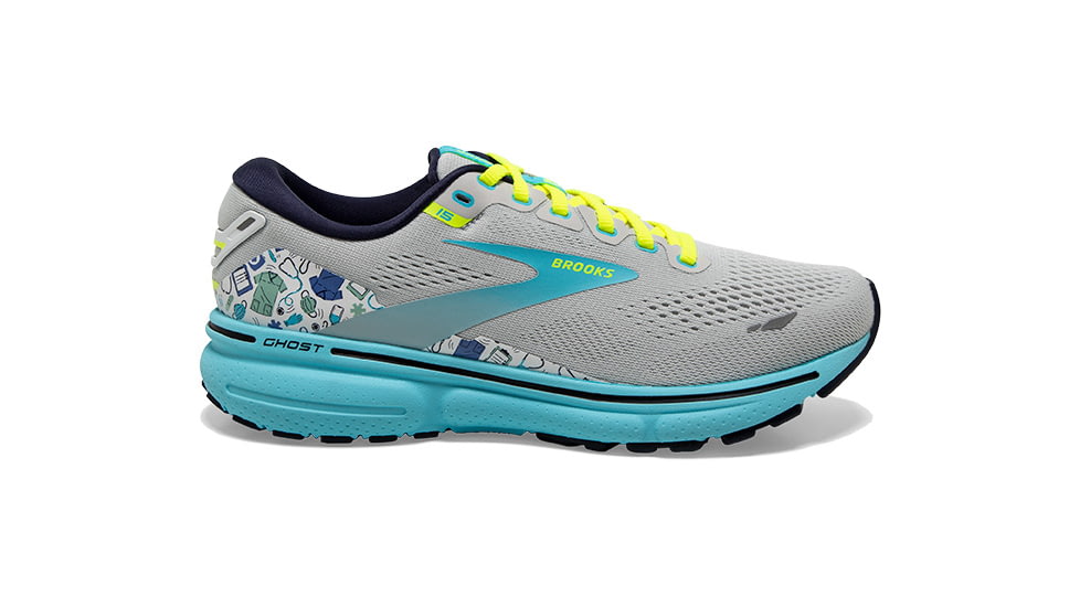 Brooks Ghost 15 Running Shoes - Womens, Medium, Oyster/Bluefish/White, 6.5, 1203801B064.065