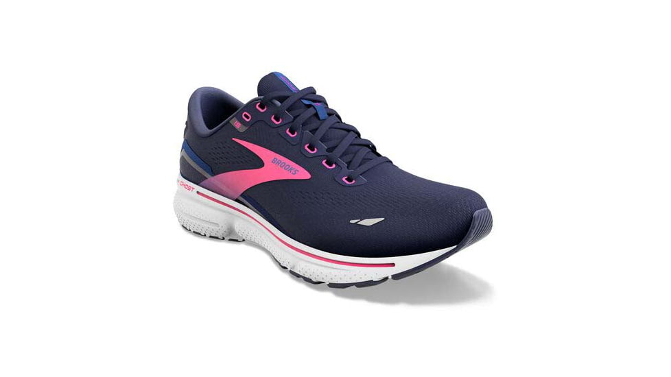 Brooks Ghost 15 Running Shoes - Womens, Medium, Peacoat/Blue/Pink, 8.0, 1203801B460.080