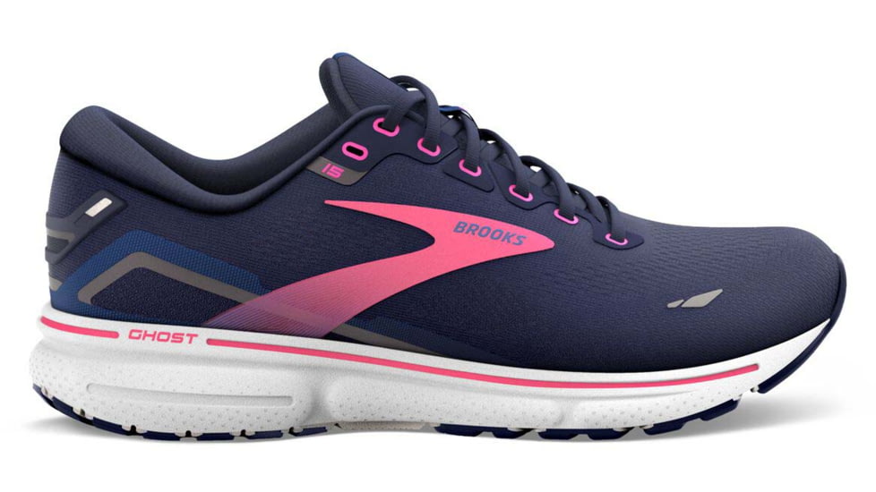 Brooks Ghost 15 Running Shoes - Womens, Medium, Peacoat/Blue/Pink, 8.0, 1203801B460.080