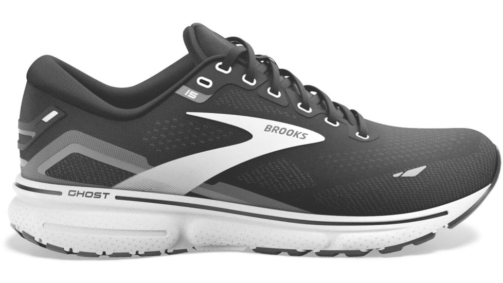 Brooks Ghost 15 Running Shoes - Womens, Wide, Black/Blackened Pearl/White, 9.5, 1203801D012.095