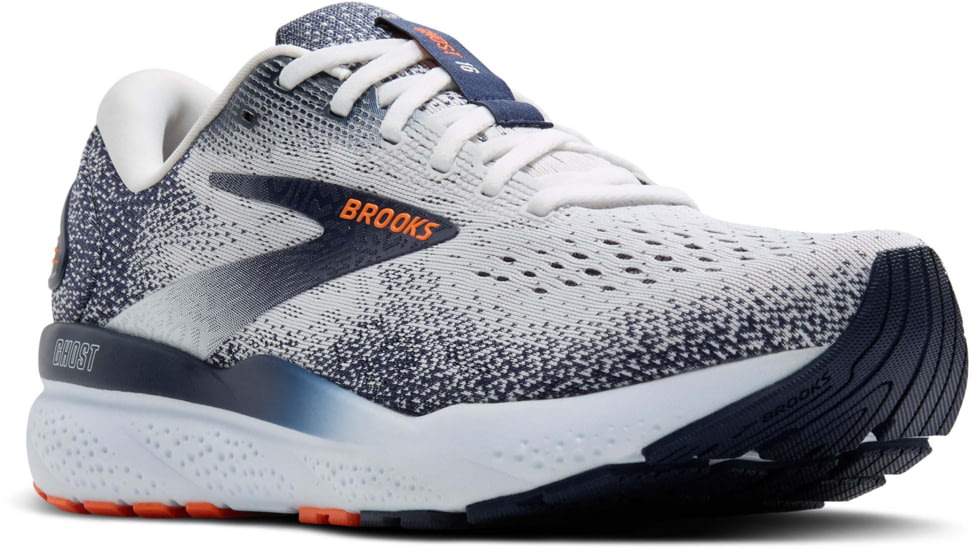 Brooks Ghost 16 Road Running Shoes - Mens, White/Peacoat/Orange, 10.0 US/Medium, 1104181D130.100