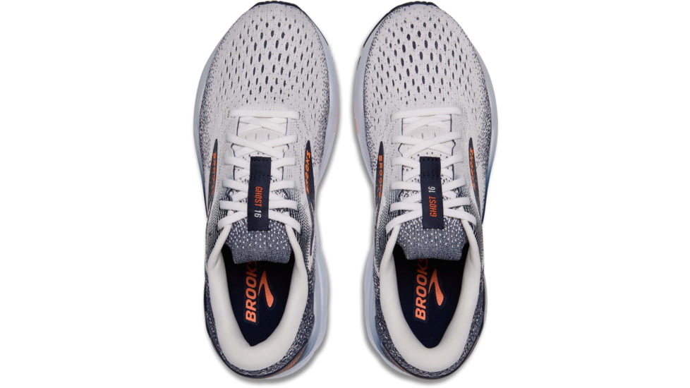 Brooks Ghost 16 Road Running Shoes - Mens, White/Peacoat/Orange, 10.0 US/Medium, 1104181D130.100
