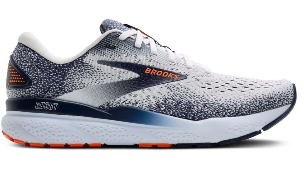 Brooks Ghost 16 Road Running Shoes - Mens, White/Peacoat/Orange, 10.0 US/Medium, 1104181D130.100