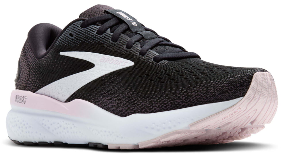 Brooks Ghost 16 Road Running Shoes - Womens, Black/White/Orchid Ice, 6.0 US/Medium, 1204071B077.060
