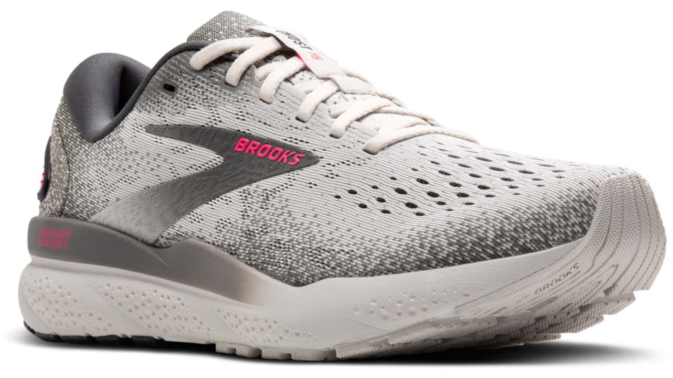 Brooks Ghost 16 Road Running Shoes - Womens, Grey/Gargoyle/Pink, 6.0 US/Medium, 1204071B006.060
