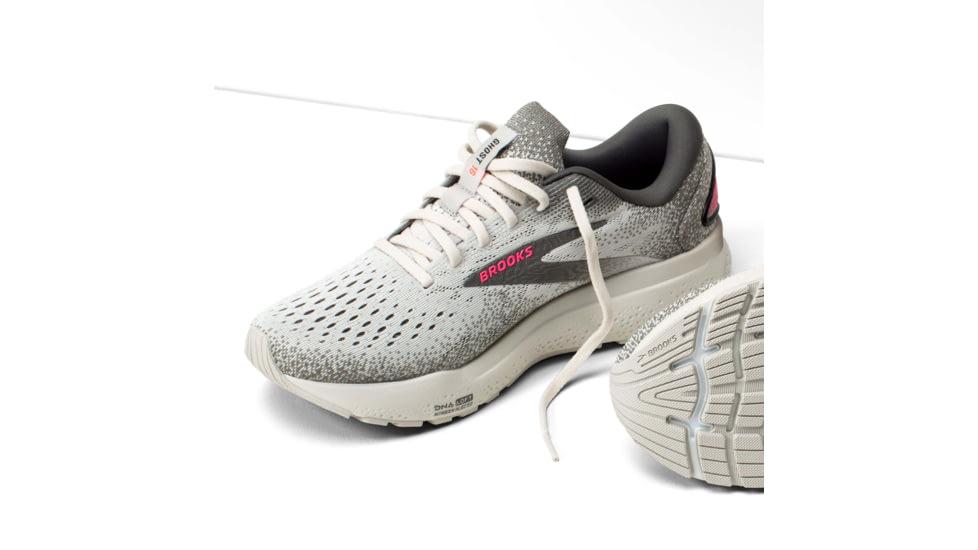 Brooks Ghost 16 Road Running Shoes - Womens, Grey/Gargoyle/Pink, 6.0 US/Medium, 1204071B006.060