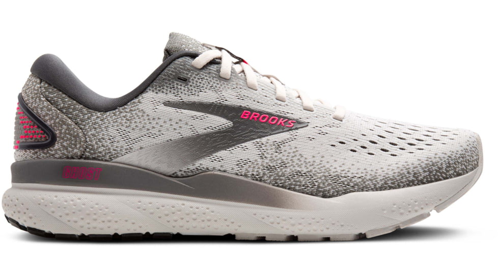 Brooks Ghost 16 Road Running Shoes - Womens, Grey/Gargoyle/Pink, 6.0 US/Medium, 1204071B006.060
