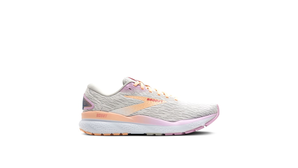 Brooks Ghost 16 Road Running Shoes - Womens, White/Grey/Orchid, 8, 1204071B186.080