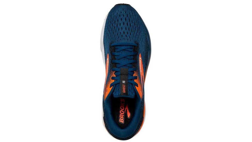Brooks Ghost 16 Running Shoes - Mens, Blue Opal/Black/Nasturtium, 8.5, 1104181D474.085