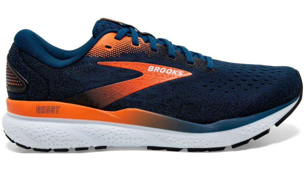 Brooks Ghost 16 Running Shoes - Mens, Blue Opal/Black/Nasturtium, 8.5, 1104181D474.085