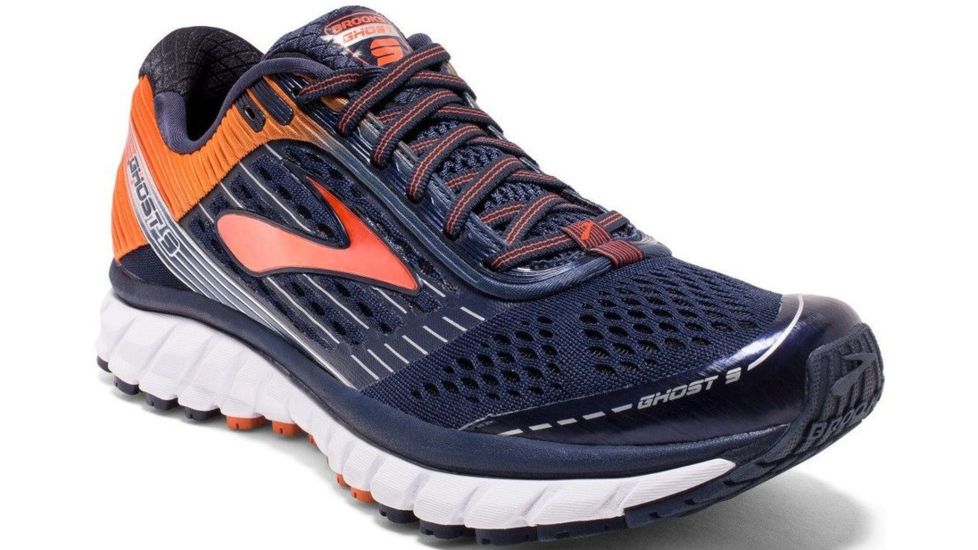 Brooks Ghost 9 Road Running Shoe - Men's-Peacoat/Orange/Black-Medium-9