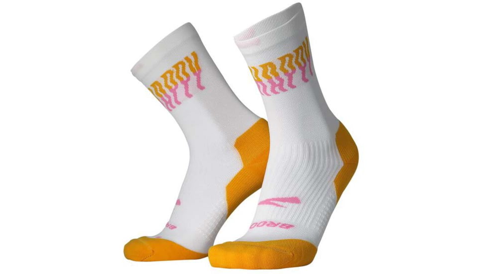 Brooks Ghost Crew Sock, White/Run Happy, L, 280495183.035