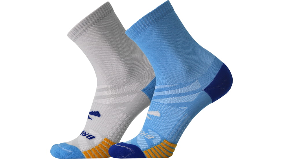 Brooks Ghost Lite Crew 2-Pack Sock, Blue/Peacoat &amp; Light Grey/Blue, S, 280490435.025