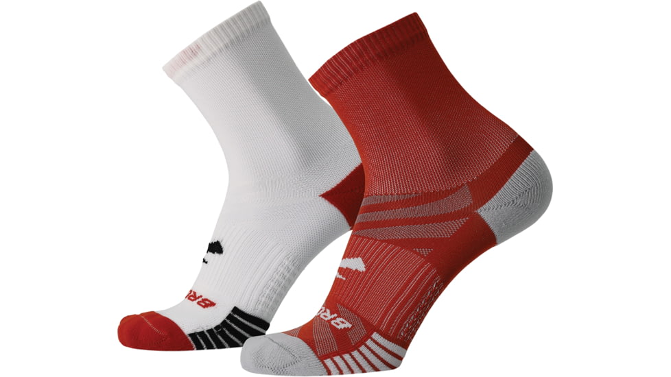Brooks Ghost Lite Crew 2-Pack Sock, White/Clay &amp; Clay/Lt Peak, M, 280490172.030