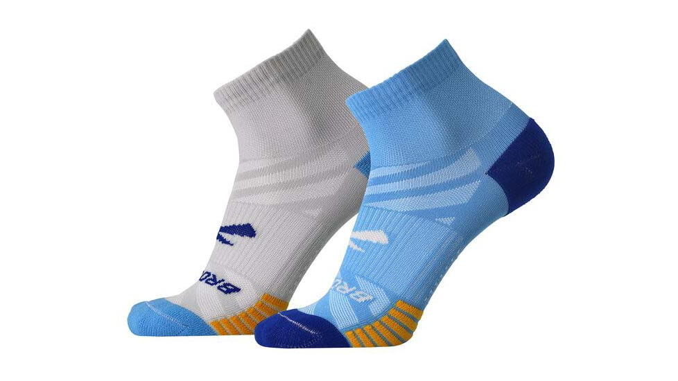 Brooks Ghost Lite Quarter 2-Pack Sock, Blue/Peacoat &amp; Light Grey/Blue, L, 280497435.035
