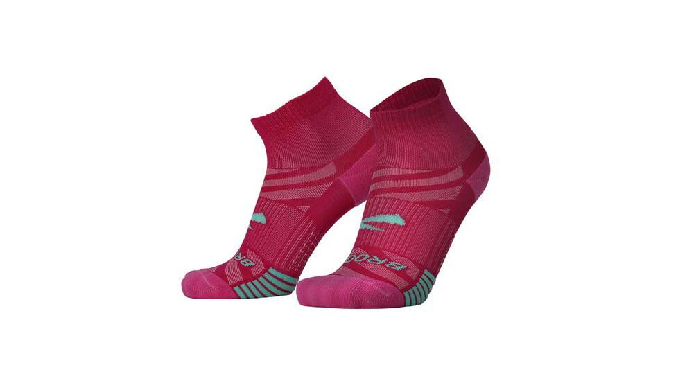 Brooks Ghost Lite Quarter 2-Pack Sock, Pink/Salt &amp; Light Grey/Salt, L, 280497612.035