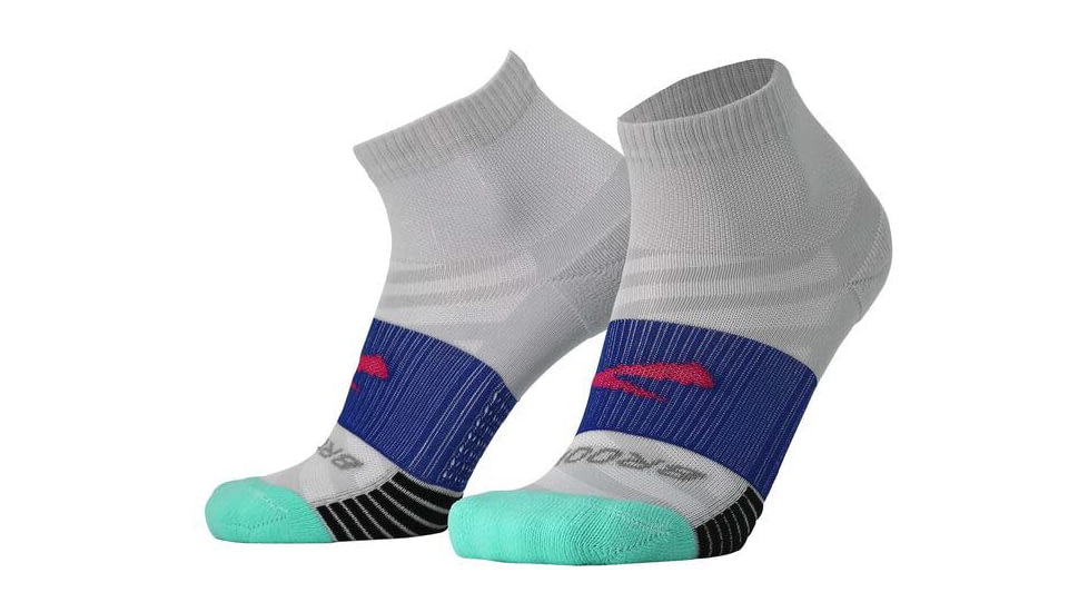 Brooks Ghost Lite Quarter 2-Pack Sock, Pink/Salt &amp; Light Grey/Salt, L, 280497612.035