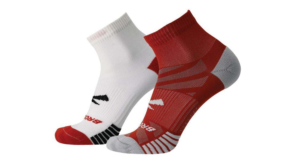 Brooks Ghost Lite Quarter 2-Pack Sock, White/Clay &amp; Clay/Lt Peak, M, 280497172.030