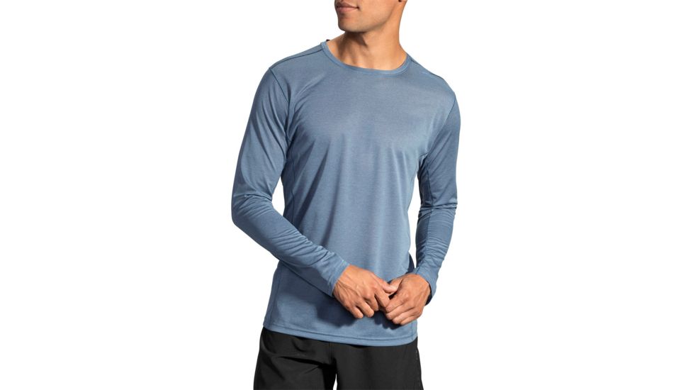 Brooks Ghost Long Sleeve Running Top - Mens, Heather Tide, L, 211132432.035