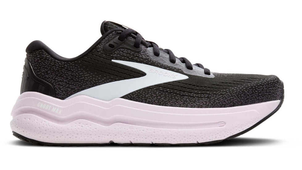 Brooks Ghost Max 2 Road Running Shoes - Womens, Black/White/Orchid Ice, 8.5 US/Medium, 1204201B077.085