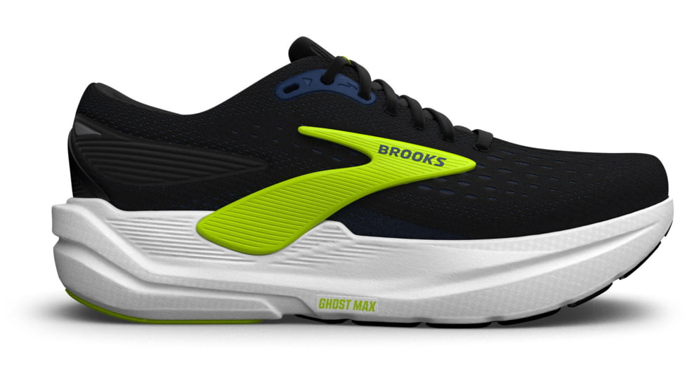 Brooks Ghost Max 3 Road Running - Mens, Black/Navy/Acid Lime, 8.5, 1D, 1104641D078.085