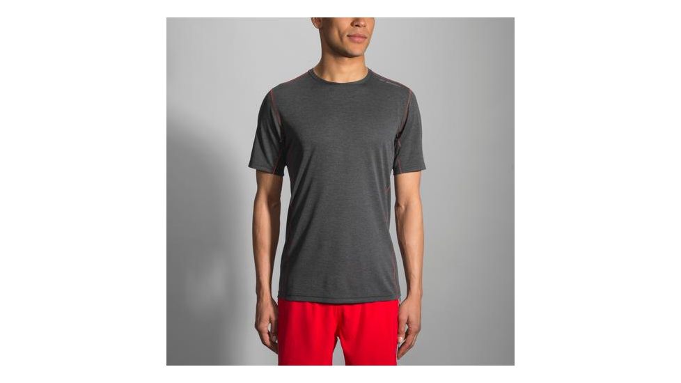 Brooks Ghost Men's Short Sleeve Shirt, Heather Black, 2XL, 211133-HeatherBlack-XXL