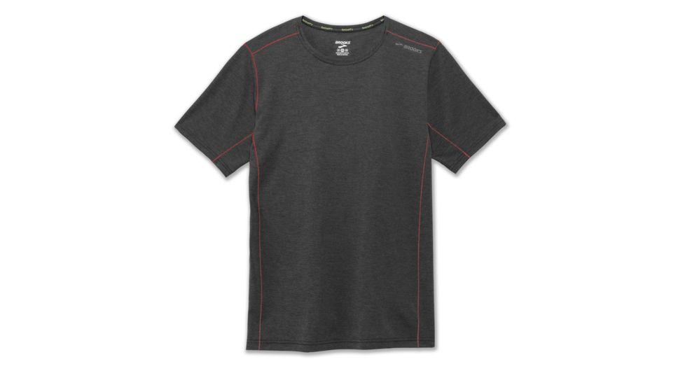 Brooks Ghost Men's Short Sleeve Shirt, Heather Black, Extra Large, 211133-HeatherBlack-XL