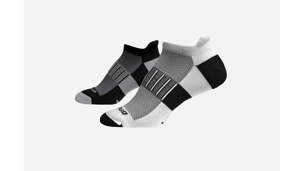 Brooks Ghost Midweight Running Socks, Pack of 2, Black/Oxford&amp;White/Black, Large 741543-Black/Oxford&amp;white/black-L