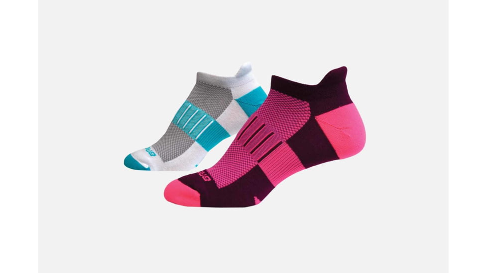 Brooks Ghost Midweight Running Socks, Pack of 2, Currant/Brite Pink + Oxford/Te, Medium 741543-Currant/Brite Pink + Oxford/Te-M
