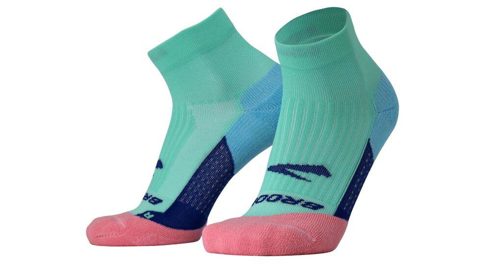 Brooks Ghost Quarter Sock, Salt Air/Pink, L, 280499413.035
