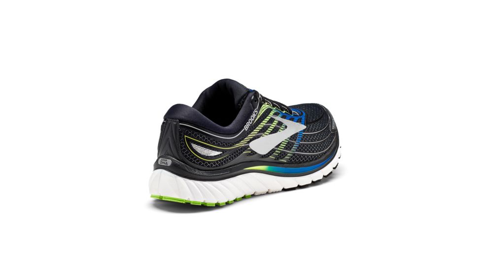 Brooks Glycerin 15 Men's Road Running Shoe, Black/Electric Brooks Blue/Green Gecko, 110258 012