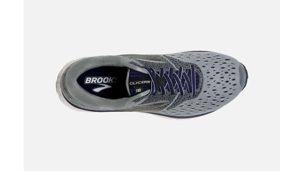 Brooks Glycerin 16 Mens Road Running Shoes, Grey/Navy/Black, 8.5 US, Wide, 1102892E059.085