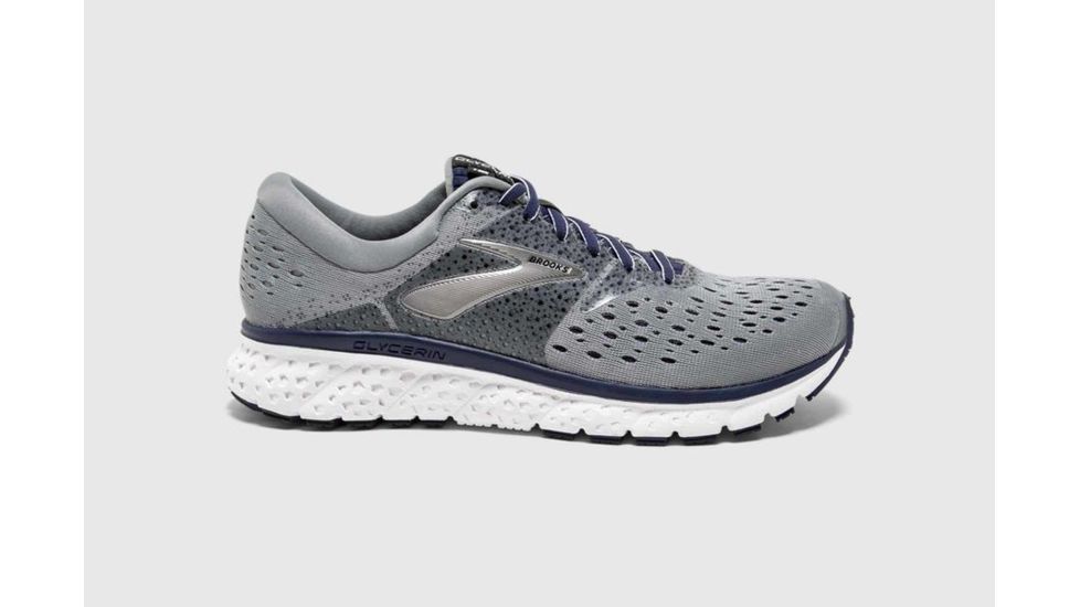 Brooks Glycerin 16 Mens Road Running Shoes, Grey/Navy/Black, 8.5 US, Wide, 1102892E059.085