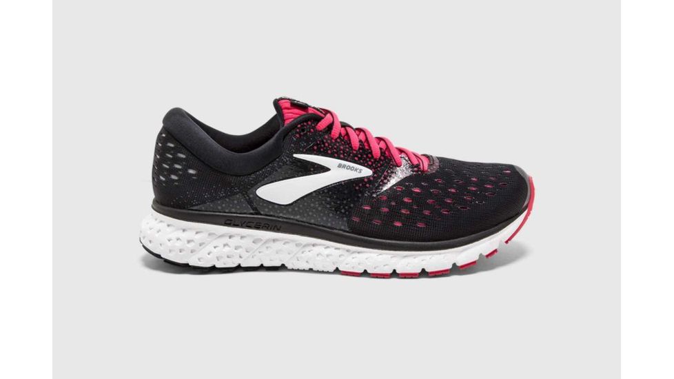 Brooks Glycerin 16 Womens Road Running Shoes, Black/Pink/Grey, 8.5 US, Medium, 1202781B070.085
