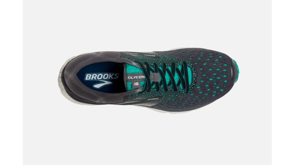 Brooks Glycerin 16 Womens Road Running Shoes, Ebony/Green/Black, 9.5 US, Medium, 1202781B081.095