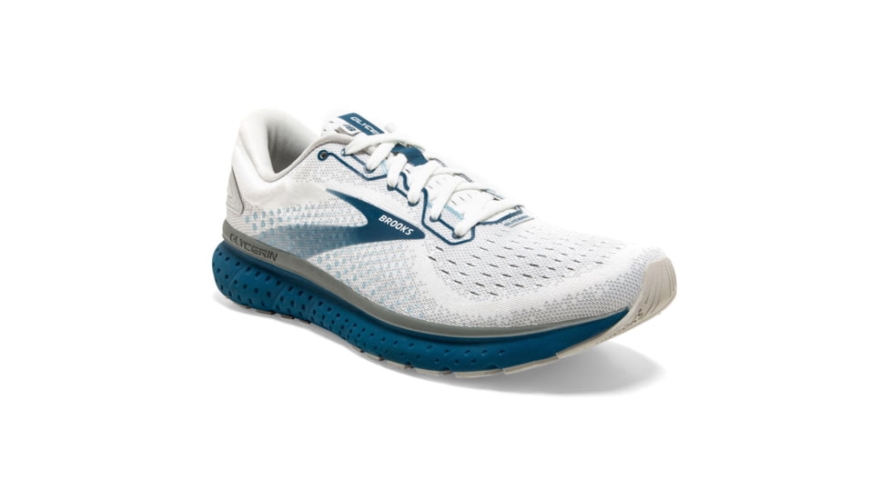 Brooks Glycerin 18 Road Running Shoe - Mens, White/Grey/Poseidon, 11.5D, 1103291D178.115