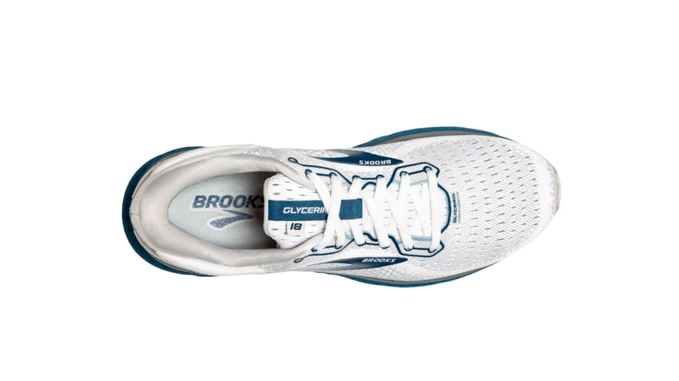 Brooks Glycerin 18 Road Running Shoe - Mens, White/Grey/Poseidon, 11.5D, 1103291D178.115