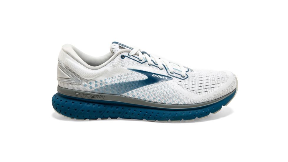 Brooks Glycerin 18 Road Running Shoe - Mens, White/Grey/Poseidon, 11.5D, 1103291D178.115