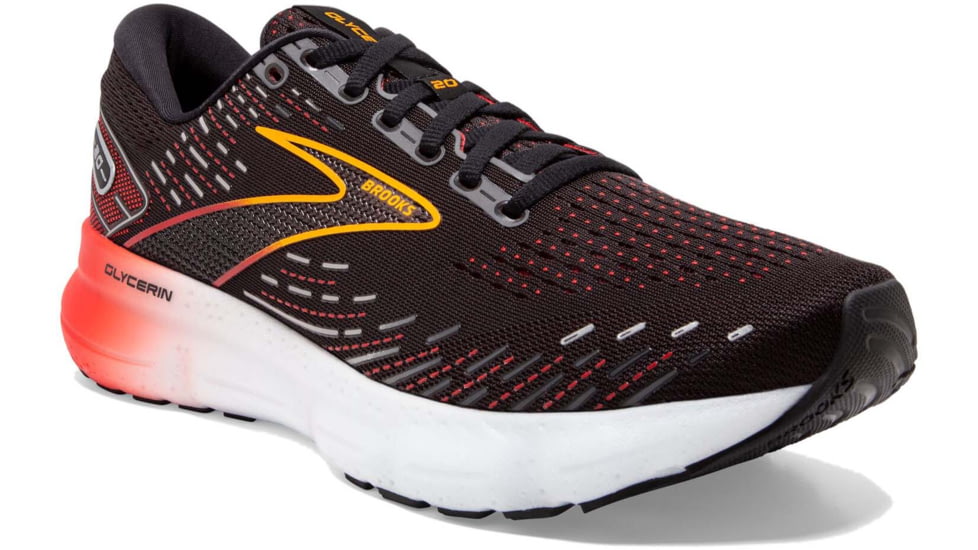 Brooks Glycerin 20 Running Shoes - Mens, Black/Blackened Pearl/Fiery Red, 8.5, 1103821D090.085