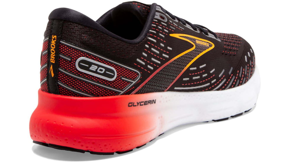 Brooks Glycerin 20 Running Shoes - Mens, Black/Blackened Pearl/Fiery Red, 8.5, 1103821D090.085